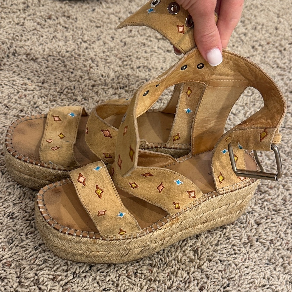 rag & bone Tan Espadrille Sandals with Colorful Accents